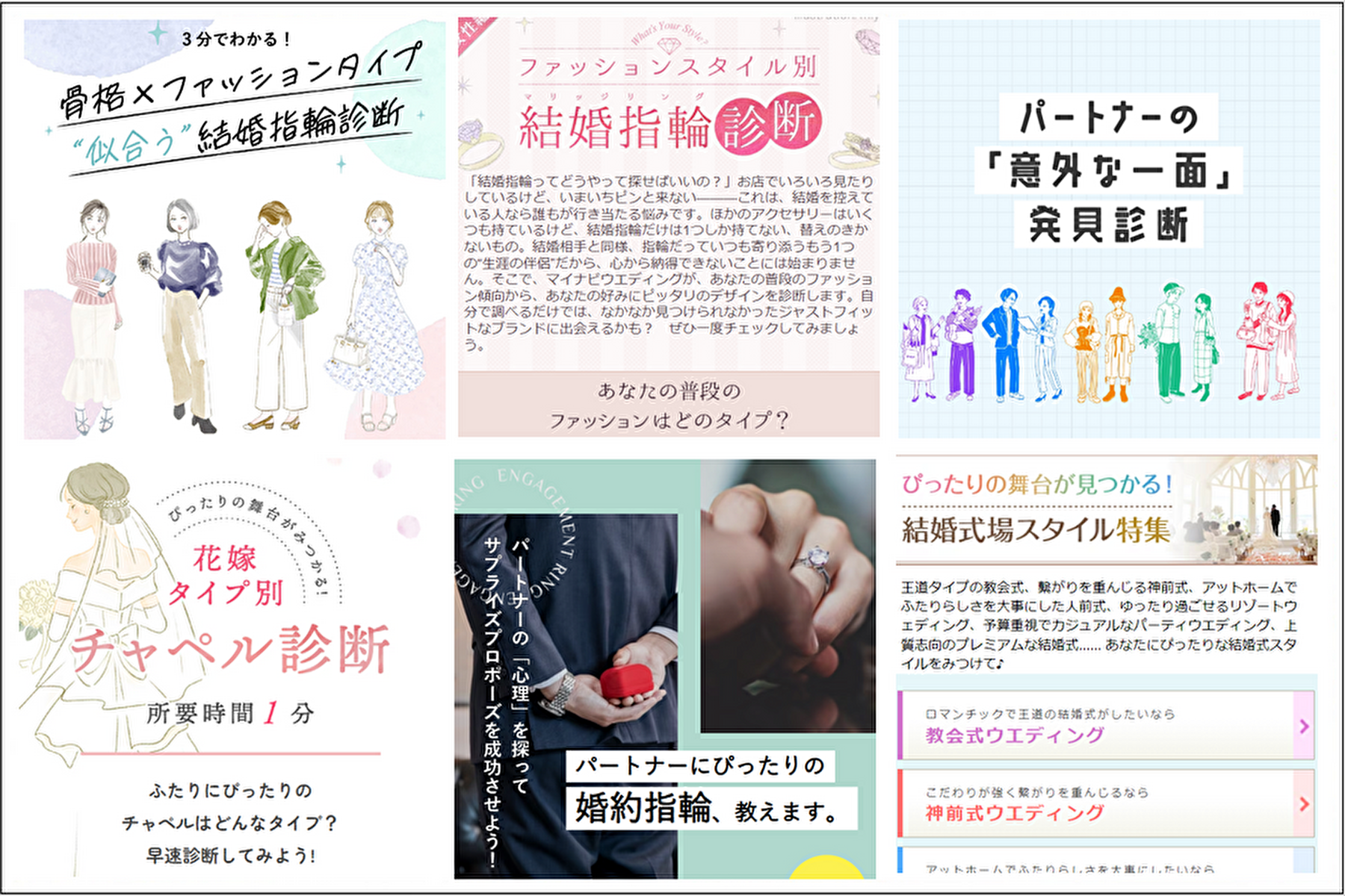 あなたにピッタリの結婚式・指輪が丸わかり！　診断コンテンツまとめ
